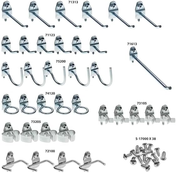 Triton Products (76936) DuraHook 36 Pc Zinc Plated Steel Hook Assortment for DuraBoard or 1/8 In. and 1/4 In. Pegboard, Silver - Image 3