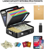 Fireproof Document Box, Hard Case Highly Flame-Resistant Fire Proof Waterproof File Organizer with Lock, Portable Fire Safe for Important Documents & Valuables Storage (Black, ‎15"*11"*5") - Image 6