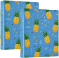 Cute Cartoon Pineapple Blue Round Ring Binders 1.5 Inch 3 Ring Binder with Clipboard Holds 200 Sheets Office Home School by SHJI