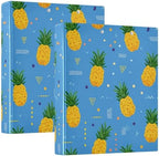 Cute Cartoon Pineapple Blue Round Ring Binders 1.5 Inch 3 Ring Binder with Clipboard Holds 200 Sheets Office Home School by SHJI