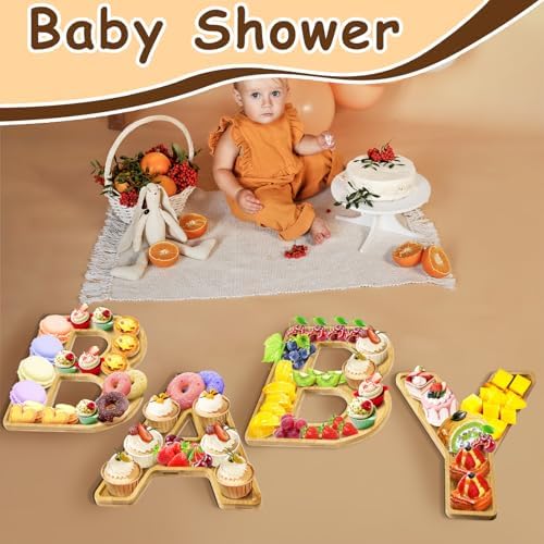 Larger Charcuterie Board Letters for Baby Shower Gender Reveal Party, 12" Wooden Charcuterie Party Decorative Box, Candy Cupcake Serving Tray Food Dish Plates (Baby - 12 INCHES) - Image 5
