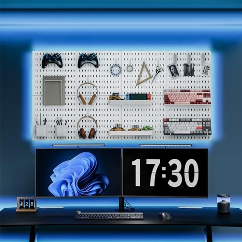 MULSAME Pegboard Combination Kit, Wall Mounted Storage Set with 4 Pegboards & 14 Accessories Hanging, White Peg Boards Organizer for Walls Display, Crafts Organization, Kitchen Organizer, 22" x 22" - Image 2