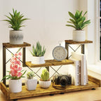 LASZOLA Plant Stand Indoor Tabletop Shelf Small for Desk, Wooden Brown by LASZOLA