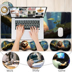 4 in 1 Mouse Pad Combo, Large Gaming Mouse Pad + Keyboard Wrist Support + Mouse Wrist Rest + Coaster, Table Pad with Stitched Edge Ergonomic Wrist Pad Set, Sloth - Image 3