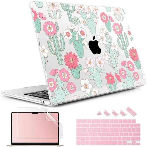 May Chen for M5 MacBook Air 13.6 Inch Case 2026 2025 2024-2022 Release M5 A3449 M4 A3240 M3 A3113 M2 A2681, Plastic Hard Shell Case for MacBook Air 13.6" with Retina Display, Blooming Cactus by MayChen