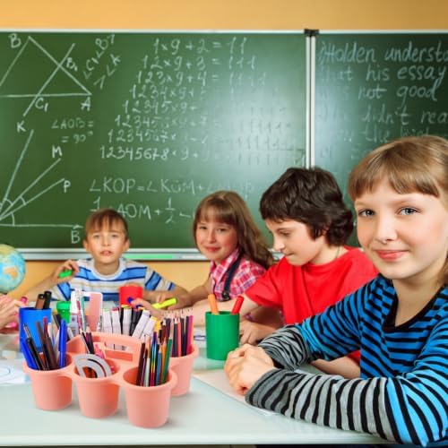 6 Pack 6 Cup Caddy for Classroom Plastic Round Desk Table Caddy, Boho - Image 4