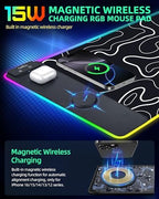 Wireless Charging Mouse Pad, RGB Gaming Mousepad, 31.5"x15.7" in - Image 2