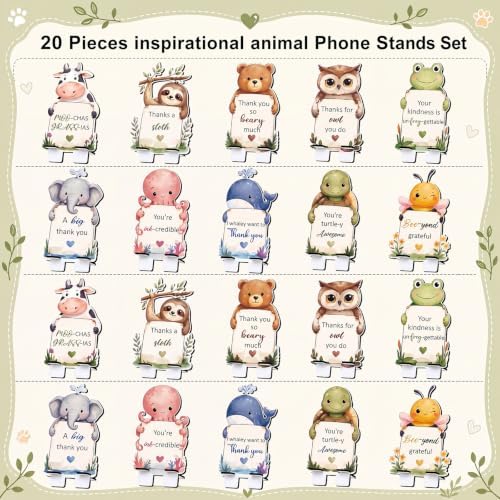 Tellegloww 20 Pcs Employee Appreciation Gifts Cute Animals Phone Holder Set - Image 4