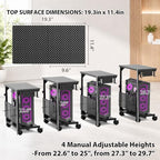 Adjustable PC Tower Stand with Charging Station & Pegboard,Carbon Fiber - Image 4