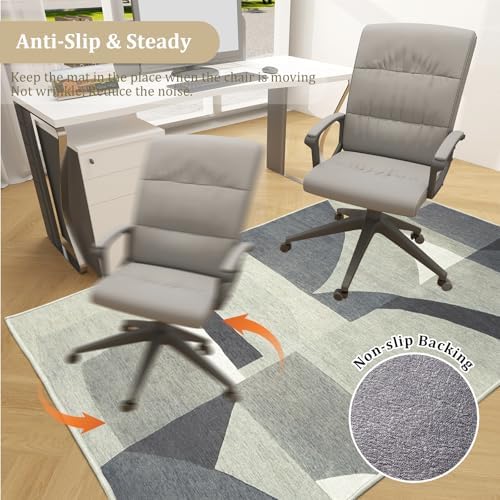 Office Chair Mat for Hardwood Floor, 72"x48" Easy Glide Computer Desk Mat Protector for Rolling Chair Under Desk Rug Nonslip Backing, Machine Wash, (Modern) - Image 5
