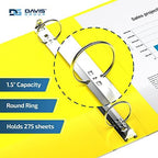 Premium Economy 3-Ring Binder, Spine Label, 1.5" Round Rings, Yellow, 6 Pk - Image 2