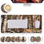 Mouse Pad,Large Desk Mat Set, 4in1 XL Mousepad + Keyboard Wrist Rest+Mouse Wrist Rest+Coaster with Ergonomic Desk Pad for Home Office Table Computer Cover -Camo Forest Deer - Image 6