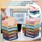 Weysat 12 Pcs Turn in Trays, Classroom Paper Tray, Morandi Tones, Wide - Image 5