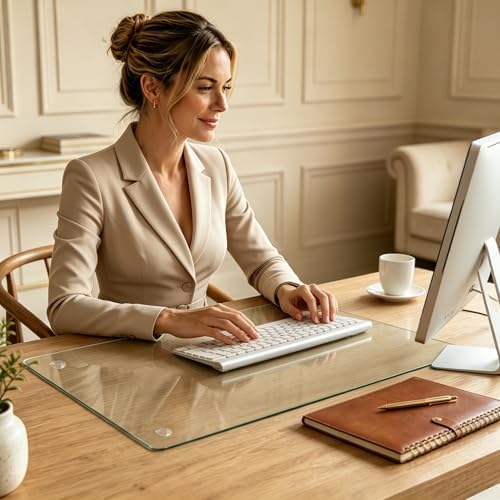 20 x 32 inch Dry Erase Desk Mat, Tempered Glass Desk Pad, Clear Desk Matt for Desktop, Desk Mat Clear, Glass Top for Desk, Desk Top, Smooth Glass Desk Mat for Writing, Gaming, Office & Daily Use - Image 5
