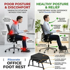 10-Level Adjustable Under Desk Footrest, XL Black Metal Frame - Image 3