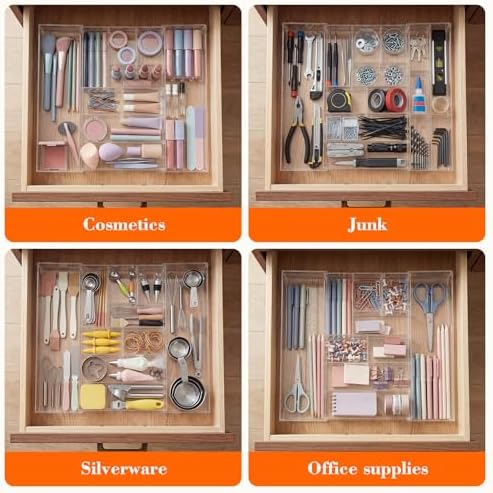 Briwooody Clear Acrylic Drawer Organizer Expandable,9 Compartments,Large - Image 6