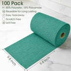 Reusable Microfiber Cleaning Cloth Roll - 100 Pack, 12"x12" Washable Tear-Away Paper Towels, Lint-Free & Streak-Free Rags for Kitchen, Glass, Cars, Electronics, Workshop and Garage(Light Teal) - Image 2