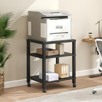 3-Tier Printer Stand with Wheels, Large Under Desk Rolling Cart for Office Storage, Heavy Duty Machine Stand with Adjustable Shelf, 22.04"x17.71"x26.54", Black - Image 2