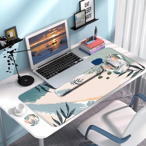 Desk Mat Set Keyboard and Mouse Pad with Wrist Rest Support - Image 4