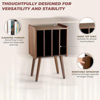 2BHOME Wooden Record Player Stand, Vinyl Record Storage Holder Table with 4 Cabinets, Holds up to 100 LPs, Metal Organizer Stand, Classical Design for Files/Book (Walnut, 2 Tier) - Image 3