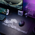 XVX Glass Gaming Mouse Pad, Black Kanagawa Hard Mousepads for Gaming,Professional Large Mouse Mat 16.2" x 12.2", Special Glass Surface with Improved Precision and Speed - Image 6