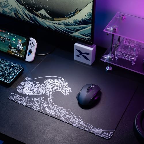 XVX Glass Gaming Mouse Pad, Black Kanagawa Hard Mousepads for Gaming,Professional Large Mouse Mat 16.2" x 12.2", Special Glass Surface with Improved Precision and Speed - Image 6