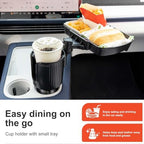 Car Large Cup Holder Expander, 2-in-1 Cupholder Extender with Swivel and Detachable Snack Food Tray Table for Eating, Travel Essentials for Road Trips for Driver. Model B - Image 2