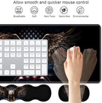 4 in 1 Ergonomic Keyboard Wrist Rest & Mouse Pad Wrist Rest Set, Large XXL Gaming Desk Mat 31.5"x 11.8" with Non-Slip Base, Memory Foam for Home Office Study Gaming, American Flag Bald Eagle - Image 3
