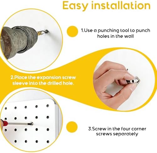 Pegboard Organizer Kit,6 Pack 14.76x10.82 in Metal Panels with 6 Bins,White - Image 6