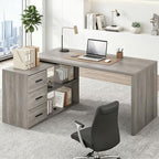 HSH Grey L Shaped Computer Corner Desk with 3 Storage Drawers 60 inch by HOMESWEETHOME