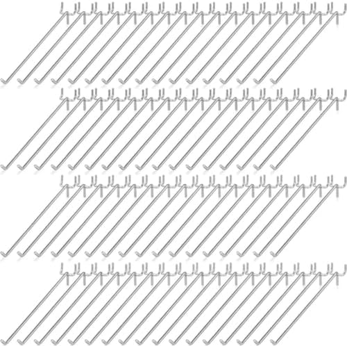 Pack of 100 Heavy Duty Pegboard Hooks – 10 Inches Metal Peg Board Shelving Hook – Chrome Pegboard Display Hooks for Garage Storage & Retail Store Fixtures by DFWFixture