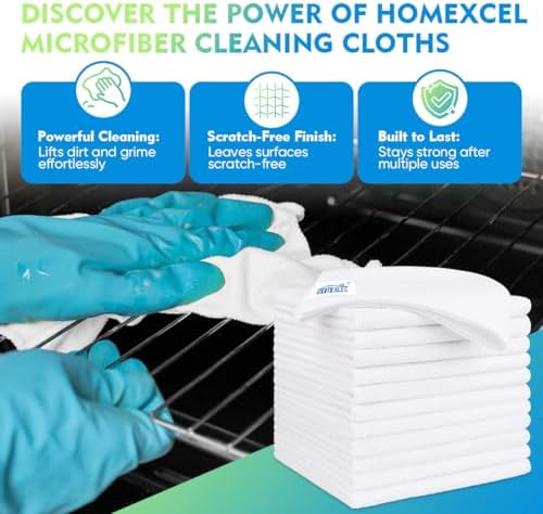 HOMEXCEL White Microfiber Cleaning Cloth 200PK, Towels for Cars, 12.5×12.5" - Image 2