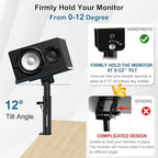 Vondynote Pair of Studio Monitor Stands Desk Clamp Speaker Stands 12°Tilt - Image 3