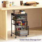 SWTYMIKI Rolling File Cart with Drawers - 4 Tier Under Desk Storage Craft Rolling Organizer Cart - Office Storage &Organization, Mobile Metal Filing Cabinet for Office and Home Black - Image 4