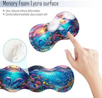 TGFEWYTJYJ Extended Gaming Mouse Pad,Memory Foam Ergonomic Keyboard Mouse Wrist Rest Support Set,Large Desk Mat with Stitched Edges,Non-Slip Base Mousepad Home Office,Dolphin Dream Underwater - Image 5