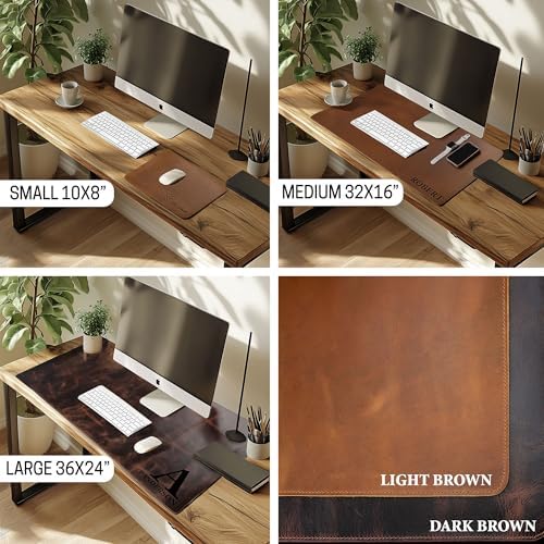Custom Leather Desk Mat – Personalized Office Desk Pad, Engraved Mouse Pad, Handmade Grain Leather Mat, Logo Gift for Men, Christmas Gift (Light Brown, Small:10x8) - Image 4