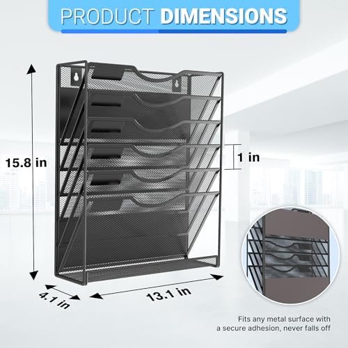 Gawerk Magnetic Wall File Holder – Magnetic Paper & Document Organizer for Home and Office (6+1 Tier) - Image 2