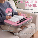 Lewtemi Peach Pink Laptop Lap Desk with Cushion Cup Holder and Stopper Padded and Phone Holder Couch Bed Sofa Fits up to 15.6 Inch Portable Lap Desk for Home Office Study Writing - Image 4