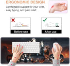 Ergonomic Keyboard Wrist Rest & Mouse Pad Wrist Rest Set, Large XXL Gaming Desk Mat 31.5"x 11.8" with Non-Slip Base, Memory Foam, Easy Typing Pain Relief for Home & Office, Running Horses - Image 5