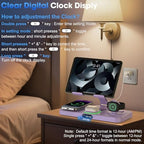 6 in 1 Wireless Charger for Apple Multiple Devices, Charging Station with Clock &7 Color Ambient Light, Foldable Rotate Stand for iPad, for iPhone17/16/15, Support for Apple Watch11/10 for AirPods4 - Image 5