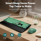 Wireless Keyboard and Mouse, Round Keycap, Magnetic Wrist Rest, Green Black - Image 5