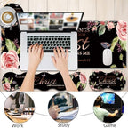 4 in 1 Mouse Pad Combo, Large Gaming Mouse Pad + Keyboard Wrist Support + Mouse Wrist Rest + Coaster, Table Pad with Stitched Edge Ergonomic Wrist Pad Set, Philippians 4-13 Flowers - Image 2