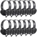 Bulk Headphones 12 Pack for School Classroom Kids, Wholesale Wired Durable Earphones Class Set for Students Children Toddler Teens Boys Girls and Adult (HY450, 12 Black) by Wensdo