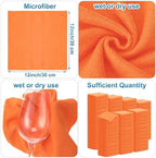Tenare 100 Pack 12'' x 12'' Microfiber Cleaning Cloths Reusable Cleaning Rags Bulk Microfiber Towels Softer Highly Absorbent Washcloths for House Kitchen Car Window(Orange) - Image 2
