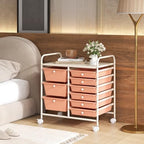 LDAILY 9 Drawer Rolling Storage Cart, Rolling Cart with Drawers for Classroom, Art Supply Craft Organizer on Wheel with Metal Frame & Handles for Home Office School - Image 2
