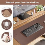 Wireless Charging Mouse Pad Firelison 2 in 1 Leather Multifunctional Office Desk Pad with Non-Slip Rubber Base, Waterproof Desk pad for Computers/Office/Work/Home/Decor（ 32" x 16"Brown - L） - Image 3