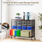 EasyPAG Rolling File Cart with 24 Slot Mail Organizer, Under Desk Storage with Hanging File Rack for Letter/Legal Folders, Mobile Filing Cabinet Printer Stand for Office Home Classroom, Black - Image 5