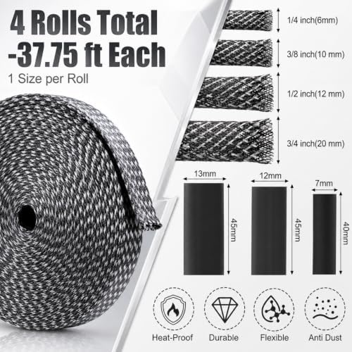 Tatuo 151 ft Braided Cable Sleeve Expandable Wire Sheathing(Silver, Black) - Image 2