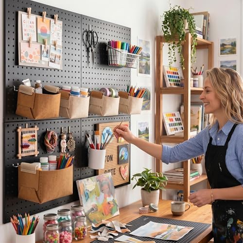 Spampur Peg Board, 4 Pack Metal Pegboard Wall Organizer with Accessories - Image 2