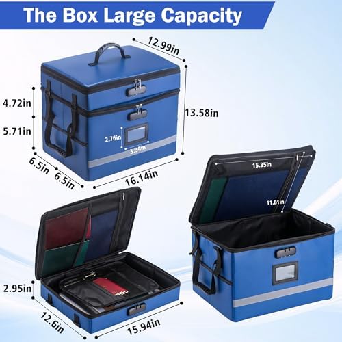 EXLIFBAG Fireproof File Organizer with Lock, 2 Layer - Image 3